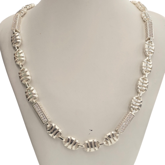 925 Sterling Silver Fancy Link Chain 10.6mm 25 Inches